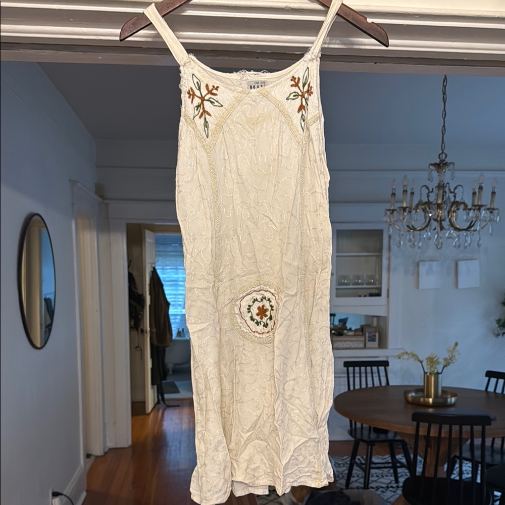 Embroidered Cream Mini Dress